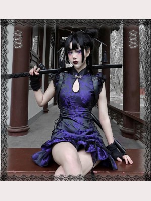Ninja Cheongsam Gothic Dress by Blood Supply (BSY62)